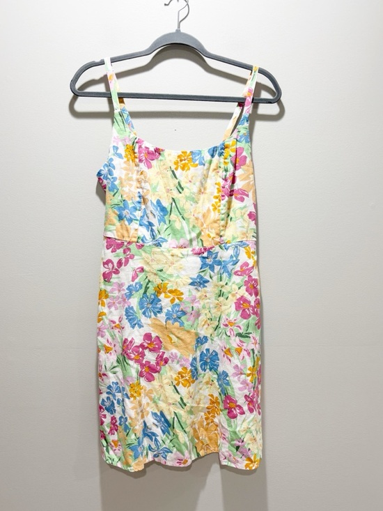 Old Navy Dresses & Skirts - Old Navy Floral Colorful Tropical Linen Blend Mini Dress Vacation Cruise Sz M